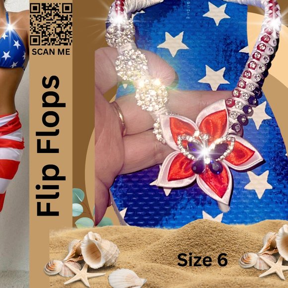 Flip Flops, Women Sandals, Girls Sandals, Ladies Shoes, Independence Day, Sz6 - Picture 10 of 15